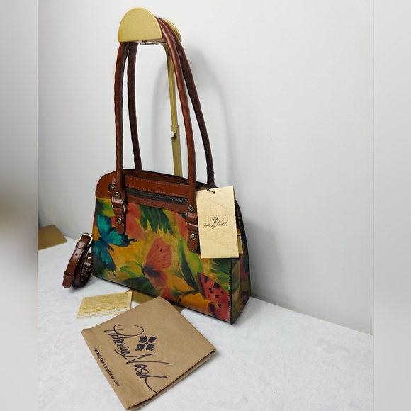 Patricia Nash Leather Calvi Watercolor Butterfly Satchel - Picture 3 of 10